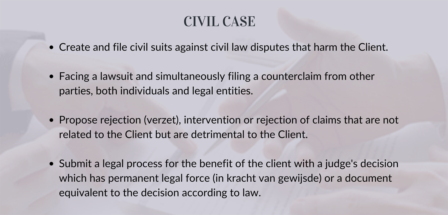litigation submenu civil case